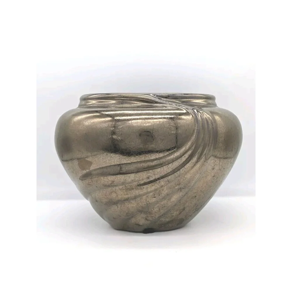 Vintage Haeger Pottery Metallic Bronze Glaze Vase Planter Pot Large 5.5